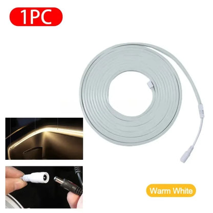 5M Flexible LED Ambient Light Strip – DC12V Silicone Interior Car Decorative Lamp for Tesla Model 3/Y/S Trunk & Frunk DIY Lighting