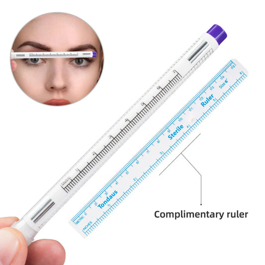 Disposable Skin Marker Pen with Ruler — Sterilized Eyelash Extension & Tattoo Piercing Scribe Tool