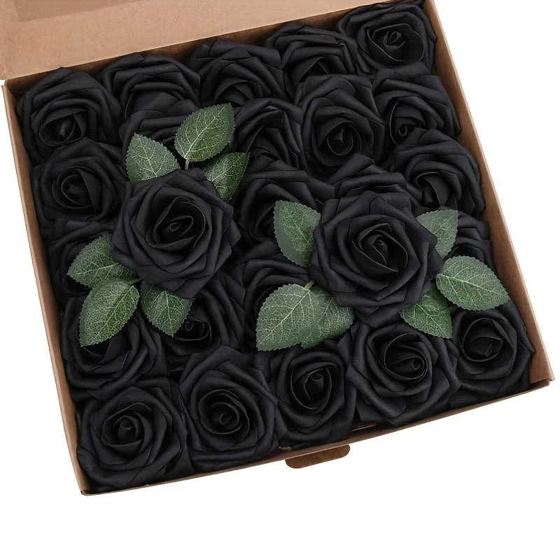 25pcs Artificial Roses with Stems – Fake Flowers for DIY Wedding Bouquets, Centerpieces & Home Party Decorations