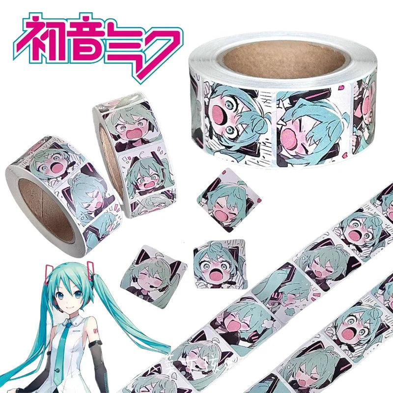 500pcs Hatsune Miku Stickers — 2.5cm Round Cartoon Labels, DIY Craft, Kids Gift & Decoration Supplies