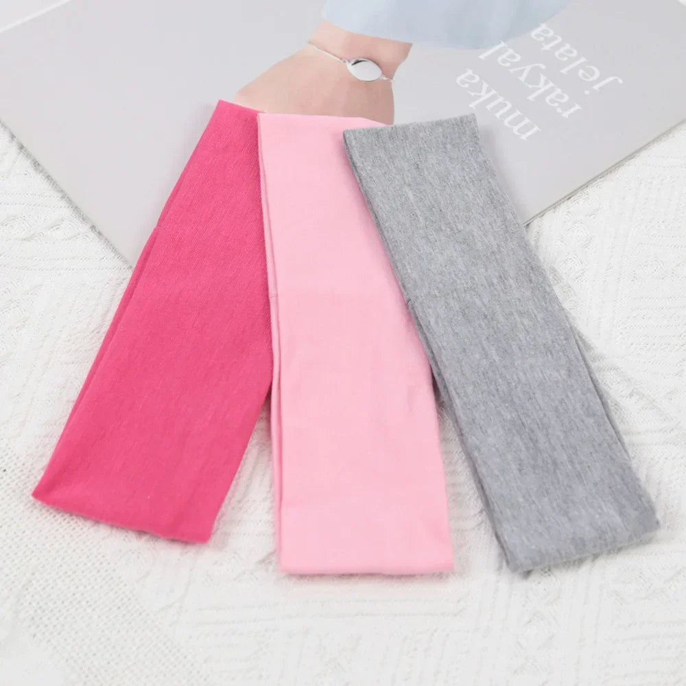 3pcs Elastic Solid Color Hair Bands – Unisex Headbands for Sports, Yoga, Running & Fitness