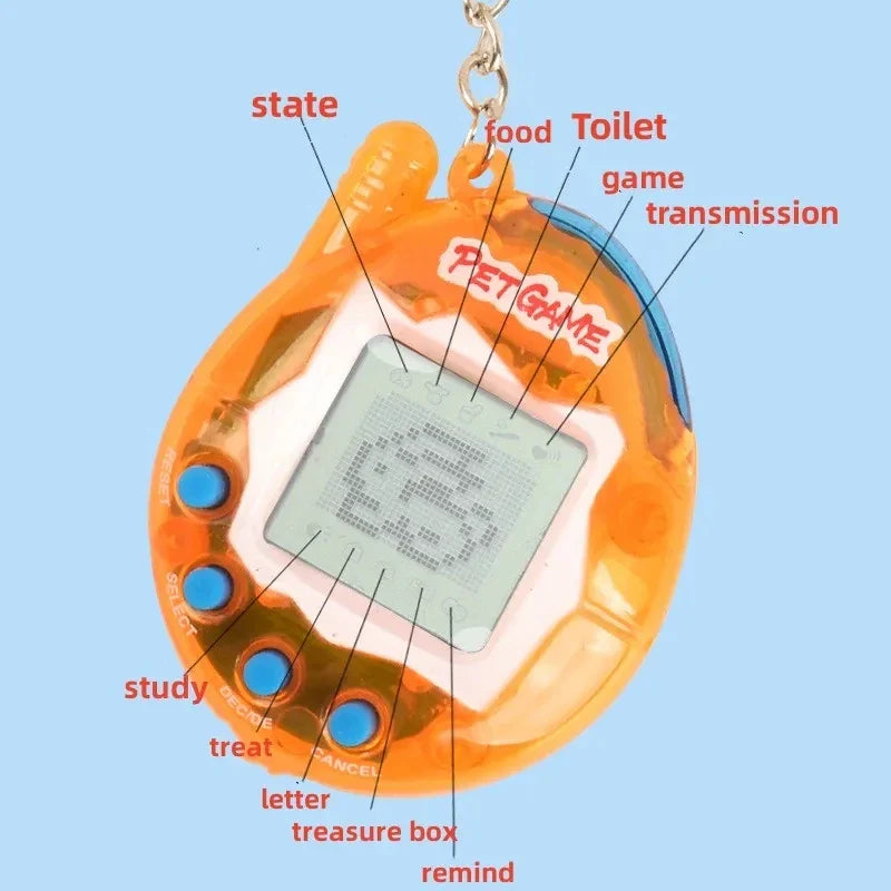 Transparent Electronic Tamagotchi – 168 Pets in One Virtual Cyber Digital Toy, Nostalgic Pixel Fun Play