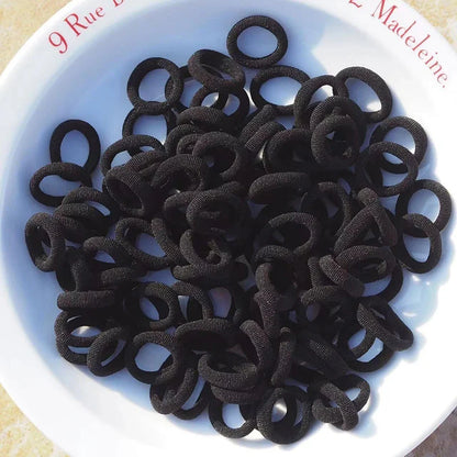 10/100PCS Black Elastic Hair Bands - Simple Rubber Scrunchies & Ponytail Holders for Women & Girls (2-5cm)