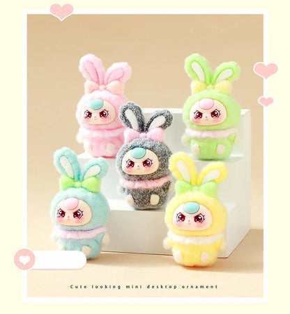 9pcs Babythree Dimoo Anime Flocked Action Figures Decorative Pendant Kawaii Desktop Dolls Toy Gifts