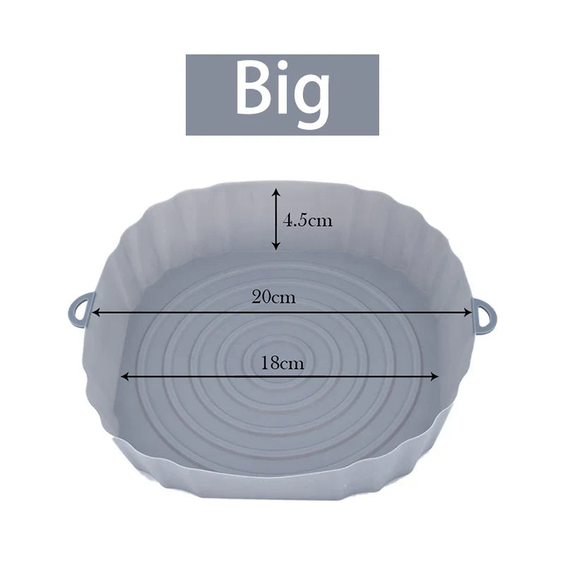 Reusable Air Fryer Silicone Pot & Baking Tray – 1/2/3PCS Basket for Pizza, Fried Chicken, Grill & Kitchen Use