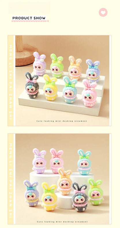9pcs Babythree Dimoo Anime Flocked Action Figures Decorative Pendant Kawaii Desktop Dolls Toy Gifts