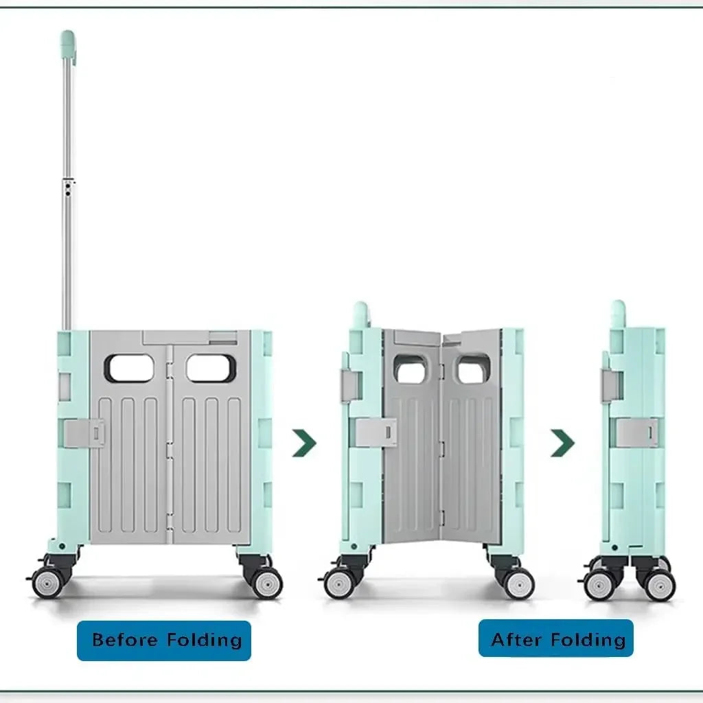 Portable Camping Trolley Storage Box - Folding Outdoor Organizer with Adjustable Handle for Picnics & Travel