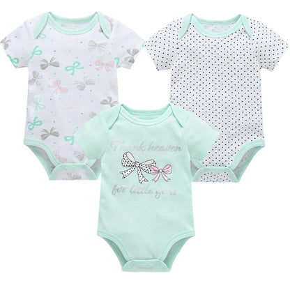 3/6PCS Baby Cotton Bodysuits – Short Sleeve Onesies for Newborns & Toddlers 0-12 Months, Boys & Girls