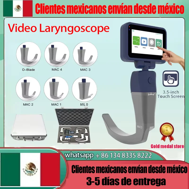 3.5-Inch Touch Screen Video Laryngoscope with Reusable Sterilizable Blades – Digital Laryngoscope, Mexico Warehouse Delivery