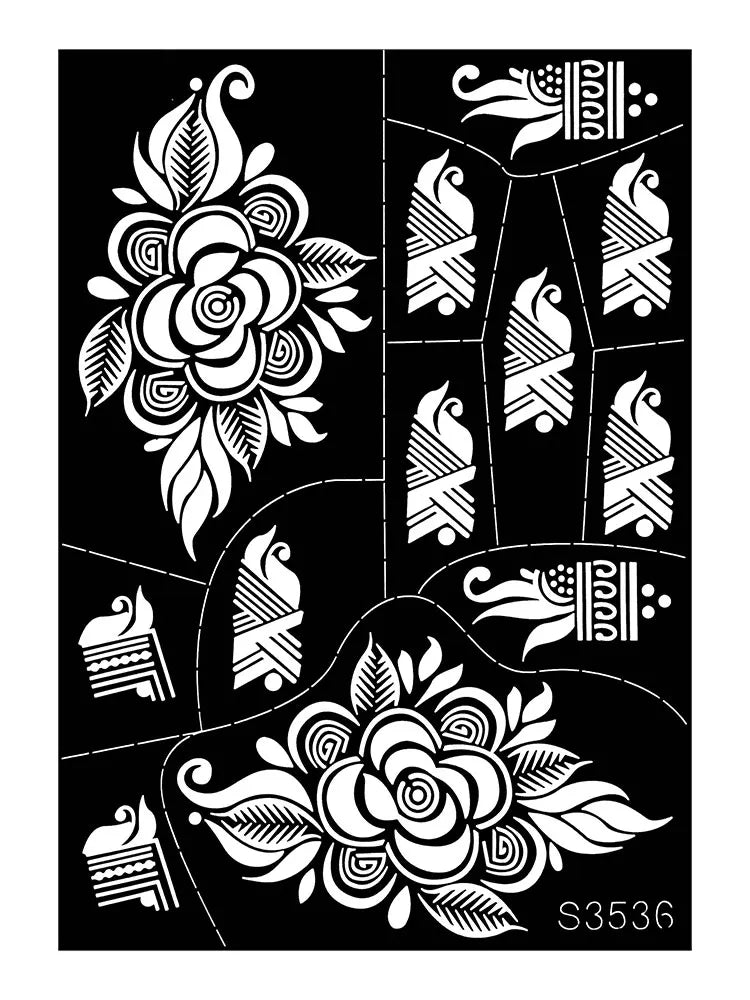 Reusable Henna Stencil Templates for Hand & Body – Floral Tattoo Stencils for Women, Weddings & Festivals Body Art Makeup Tools