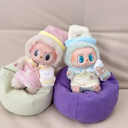 17CM Labubu Doll Plush Flannel Sofa Bed – Soft Sleeping Seat for Dolls & Plushies, Car Accessory