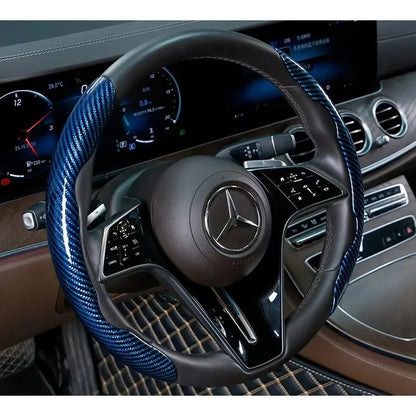2/3PCS Universal Car Steering Wheel Cover — Laser Carbon Fiber, Silicone & 1K Microfiber Leather, Non-Slip PVC Booster