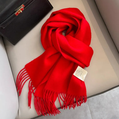 Winter Narrow Wool Scarf – 28 Colors, 100% Wool Solid Color Unisex Scarf for Men & Women, Warm and Cold-Proof