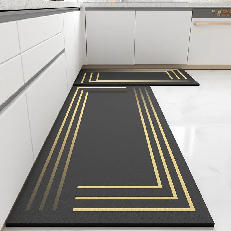 Luxury PVC Leather Kitchen Mat – Waterproof, Non-Slip, Washable Floor Rug for Home Decoration