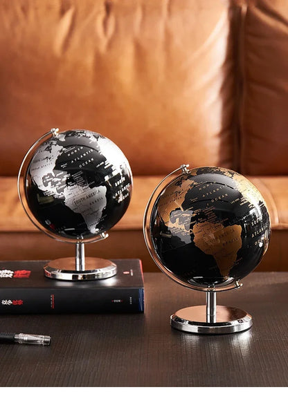 Rotating World Globe with Metal Base – Educational Geography Globe for Children, Classroom Learning Stand
