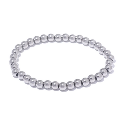 Yhpup Stainless Steel Beaded Elastic Bracelet – Waterproof Gold Tone Handmade Bangle, 3–6mm Unisex Daily Jewelry Wholesale Wristwear