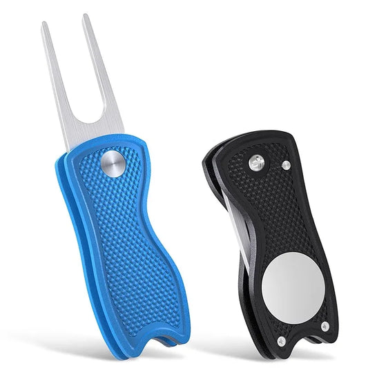 Foldable Metal Golf Divot Repair Tool with Magnetic Ball Marker – Green Course Accessory