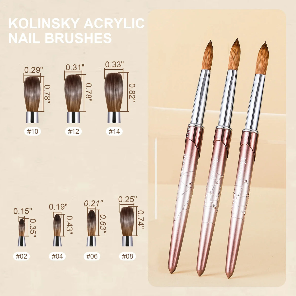 Premium Kolinsky Acrylic Nail Brush with Round Shaped Handle - High-Quality Bristles for Precise Acrylic Application - Nailar's Choice for Stunning Nail Art