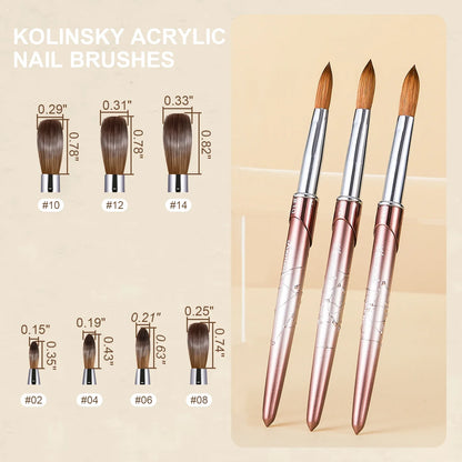 Premium Kolinsky Acrylic Nail Brush with Round Shaped Handle - High-Quality Bristles for Precise Acrylic Application - Nailar's Choice for Stunning Nail Art