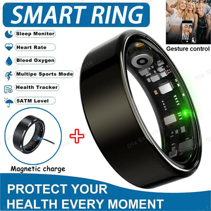 2026 Smart Ring Health Tracker – Heart Rate, Blood Pressure, Sleep & Motion Monitoring IP68 Waterproof Fitness Ring for Men & Women, Holiday Gift Wearable
