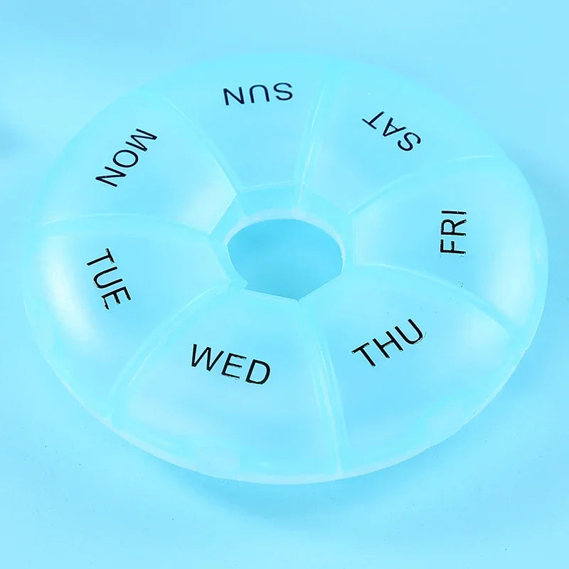 Portable Round Pill Case – 7-Day Weekly Tablet Organizer & Travel Storage Container