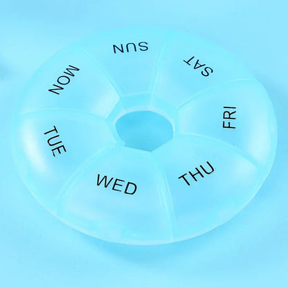 Portable Round Pill Case – 7-Day Weekly Tablet Organizer & Travel Storage Container