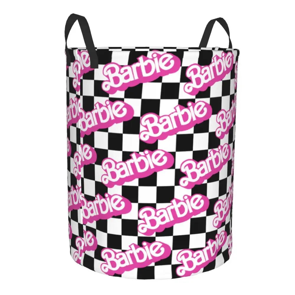 Custom Barbie Logo Laundry Basket – Collapsible Large Capacity Clothes Storage Bin, Disney Baby Hamper