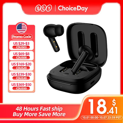 QCY T13 ANC Wireless Earphones - Bluetooth 5.3 TWS Noise Cancellation Headphones, 4 Mics ENC In-Ear Handfree Earbuds