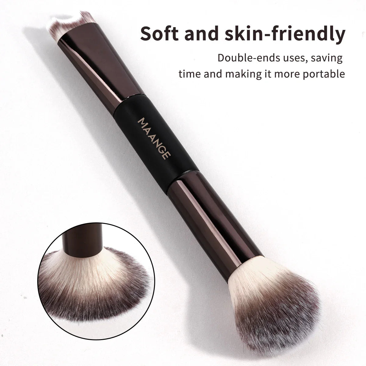 MAANGE U-Shaped Nose Contour Brush – Double Head Makeup Brush for Sculpting, Defining, Foundation & Highlighter