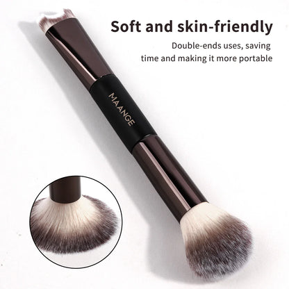 MAANGE U-Shaped Nose Contour Brush – Double Head Makeup Brush for Sculpting, Defining, Foundation & Highlighter
