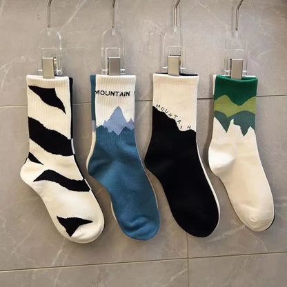 4 Pairs Fashionable AB Socks – Soft, Comfortable & Breathable for Men & Women, Ideal for Running & Fitness