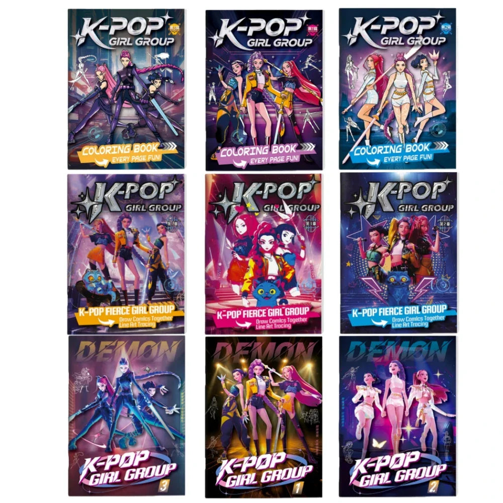 2025 KPop Demon Hunter Coloring Book – Line Drawing Picture Book, Painting Activity for Kids, Birthday Gift