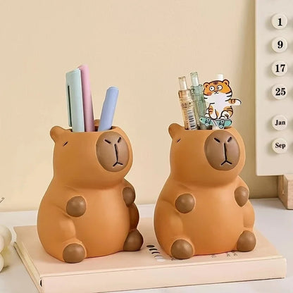 Cute Capybara Pen Holder — Makeup Brush Organizer and Desk Decor, Creative Storage for Office and Home