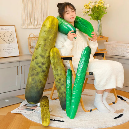 Giant Green Pickled Cucumber Plush Toy – Soft Stuffed Doll, Funny Long Pillow for Sleep, Home Decor & Birthday Gift