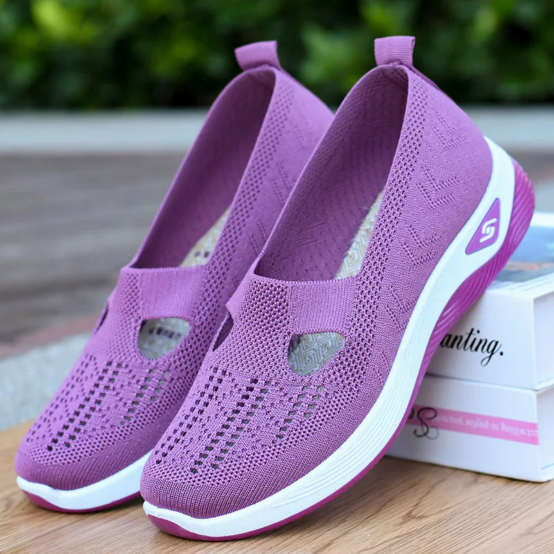 Women's New Summer Shoes – Mesh Breathable Slip-On Sneakers, Lightweight Flat Platform, Anti-Slip Walking Woven Shoes