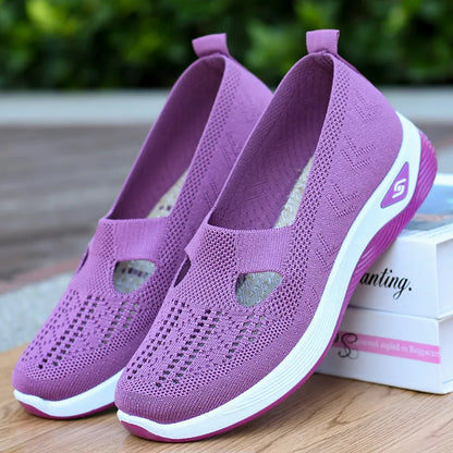 Women's New Summer Shoes – Mesh Breathable Slip-On Sneakers, Lightweight Flat Platform, Anti-Slip Walking Woven Shoes