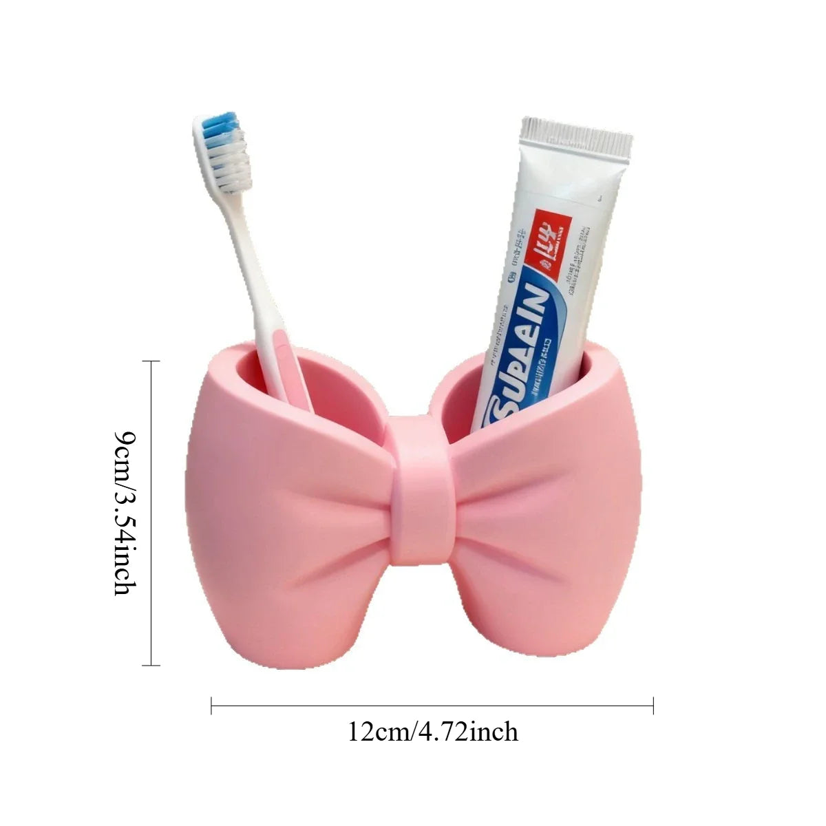 Creative Bow Pen & Toothbrush Holder – Freestanding Plastic Organizer for Bedroom & Bathroom Decor