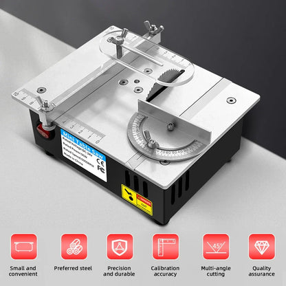 96W Mini Bench Saw — Adjustable Multifunctional Table Saw for DIY Woodworking