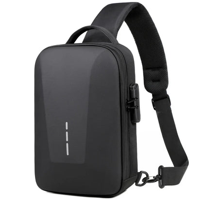 Anti-Theft Combination Lock Chest Bag with USB Charging Port – Men's Fashion Crossbody Travel Shoulder Bag