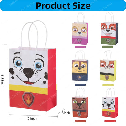 6/12Pcs PAW Patrol Party Gift Bags – Kids Birthday, Halloween & Christmas Candy Paper Bags – Baby Shower & Party Decoration Supplies for Boys & Girls