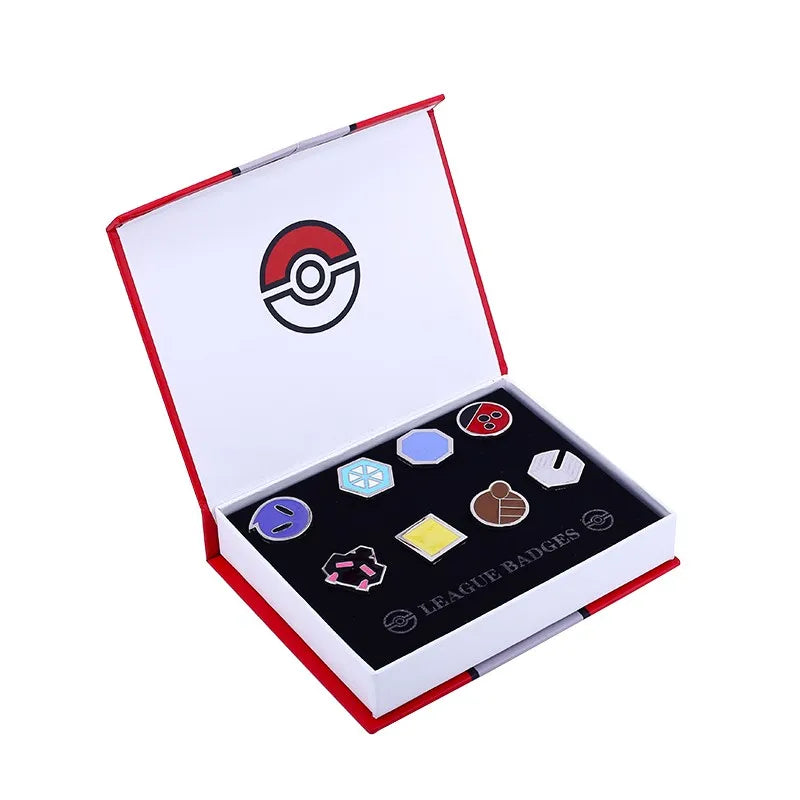 Set of 8 Pokémon Gym Badge Pins – League Region Brooches from Kanto, Johto, Hoenn, Sinnoh, Unova, Kalos & Orange Islands