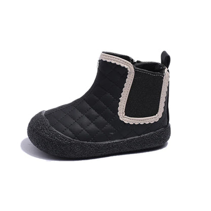 Autumn Winter Baby Girls Boots — Waterproof, Windproof, Non-Slip Plush Ankle Shoes for Kids