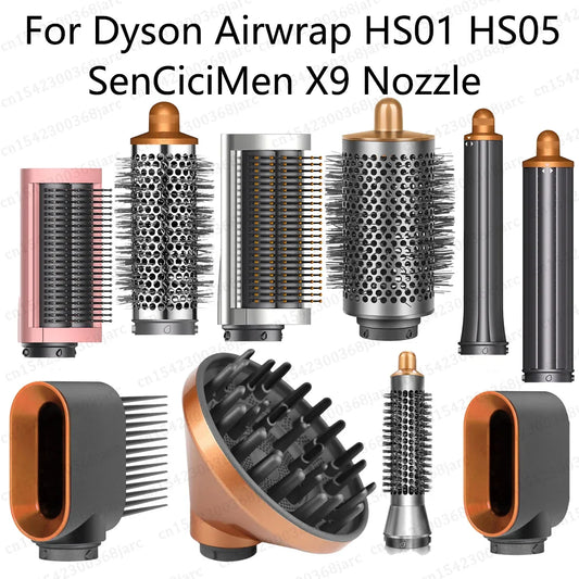 Hair Styler Nozzle for Dyson Airwrap HS01/HS05 – Multi Hair Curler & Smoothing Brush Accessory