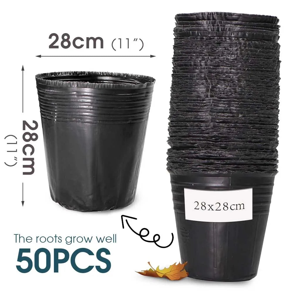 50pcs Black Plastic Seedling Pots – Breathable Nursery Containers for Seed Starting & Plant Cuttings
