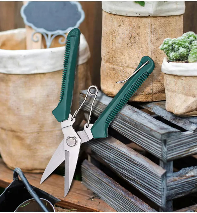 Straight-Head Pruning Shears - Stainless Steel Garden Scissors with Non-Slip Handle