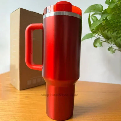 2025 New Stainless Steel Travel Mug with Handle & Straw Lid – 30oz/40oz Vacuum Insulated, Double Wall Thermal Iced Cup