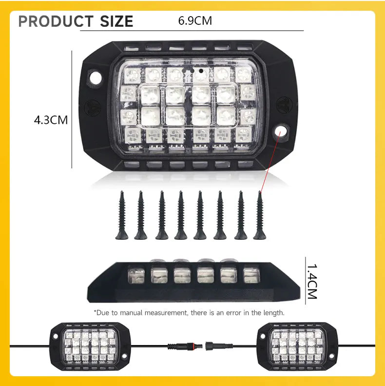 RGB 3D Lens Rock Lights – APP Remote Control LED Underglow for Offroad RZR, SUV, ATV, UTV, Jeep