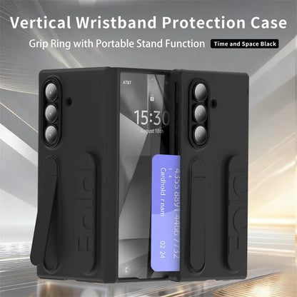 Vertical Wristband Card Slot Kickstand Case for Samsung Galaxy Z Fold 4-7 – Invisible Wrist Stand Protective Cover