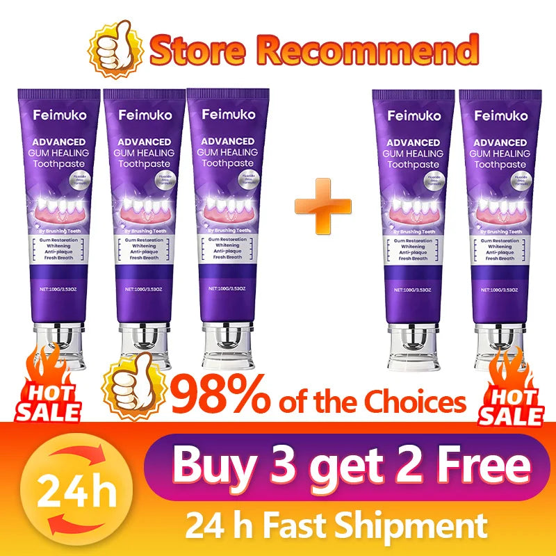 Gum Repair Whitening Toothpaste - Plaque & Caries Removal, Fresh Breath, Deep Cleaning & Stain Protection Oral Care Toothpaste