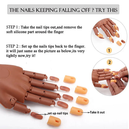 Realistic Nail Practice Finger Joint - Bendable Artificial Hand Model, Simulates Human Hand Structure